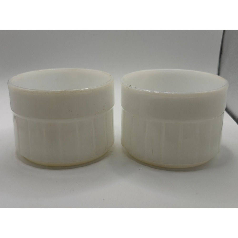 Federal Vintage Set of 2 White Glass Milk Glass Coffee Cups - Picture 4 of 10